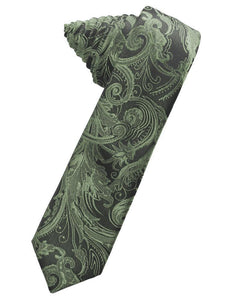 Cardi Self Tie Sage Tapestry Skinny Necktie