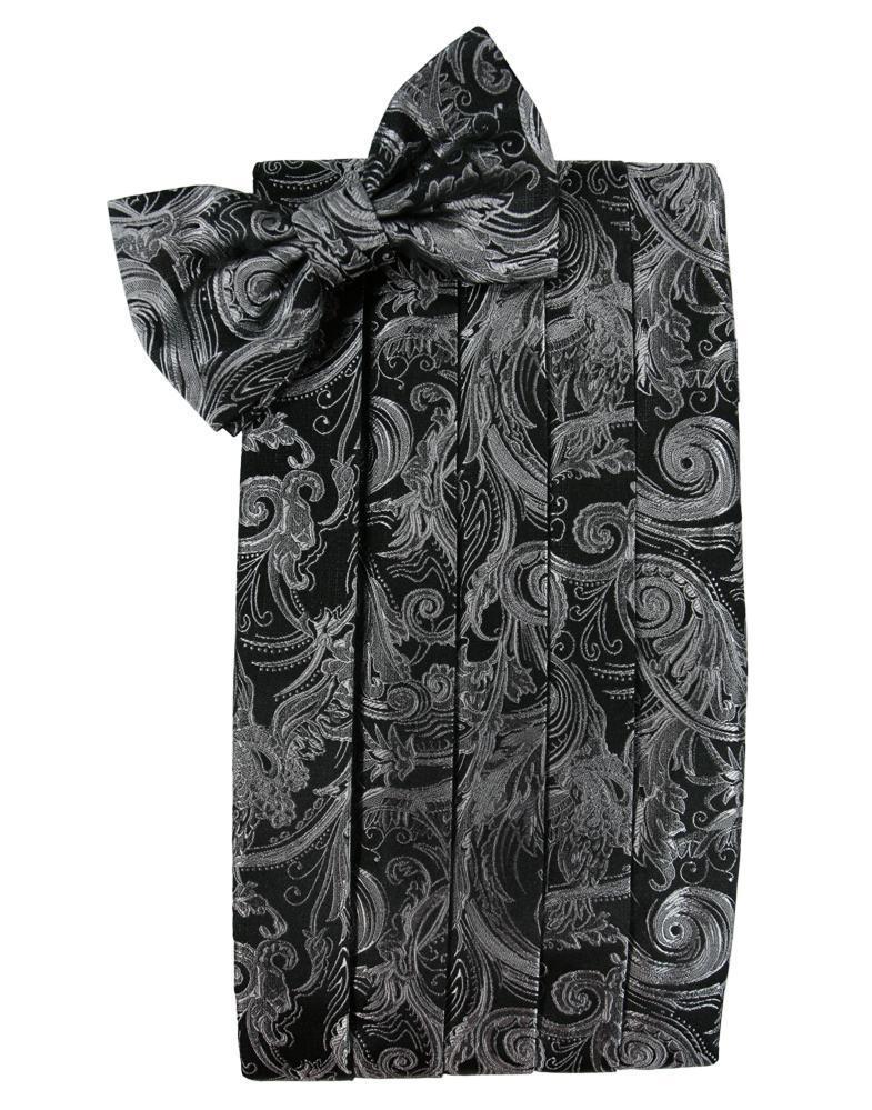 Black Tapestry Silk Cummerbund & Bow Tie Set