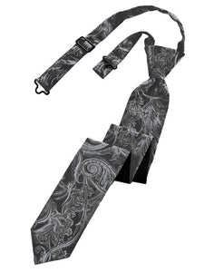 Cardi Pre-Tied Silver Tapestry Skinny Necktie