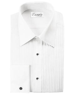 Cristoforo Cardi "Angelo" White Pleated Laydown Tuxedo Shirt