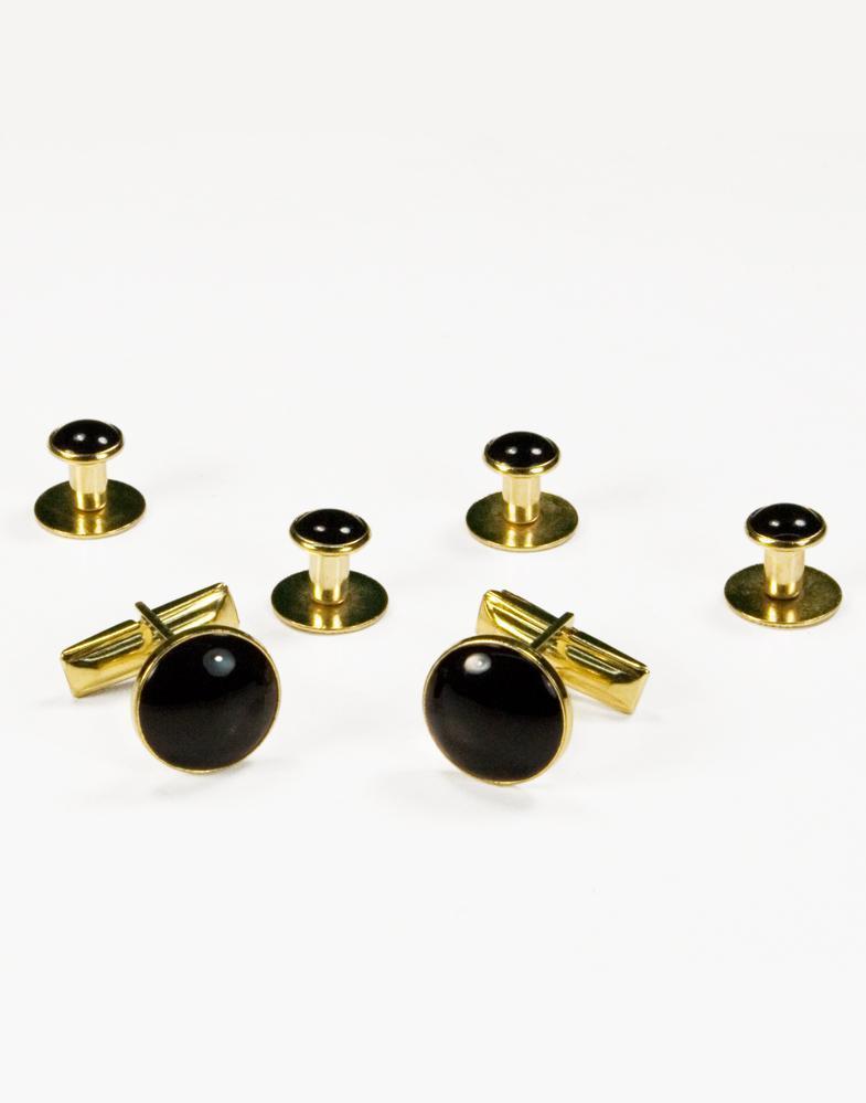 Hematite Dome with Gold Trim Studs and Cufflinks Set Hematite Dome with Gold Trim Studs and Cufflinks Set