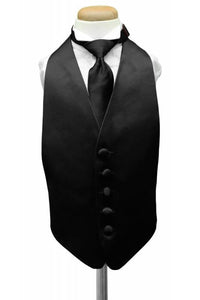 Cardi Black Luxury Satin Kids Tuxedo Vest