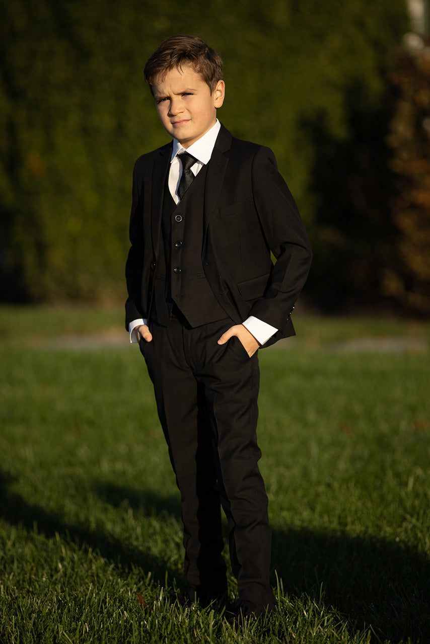 Dapper and Regal: Boys' Gold Damask Tuxedo Suit for Special Occasions