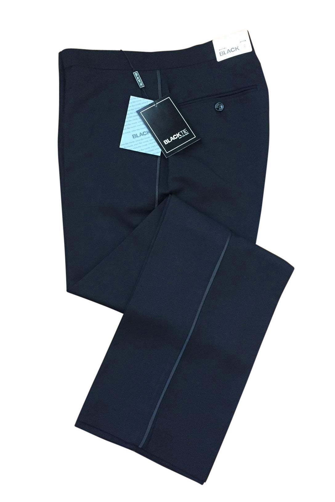 Logan Black Luxury Wool Blend Tuxedo Pants –