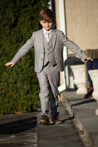 BLACKTIE "Leo" Kids Heather Grey 5-Piece Suit
