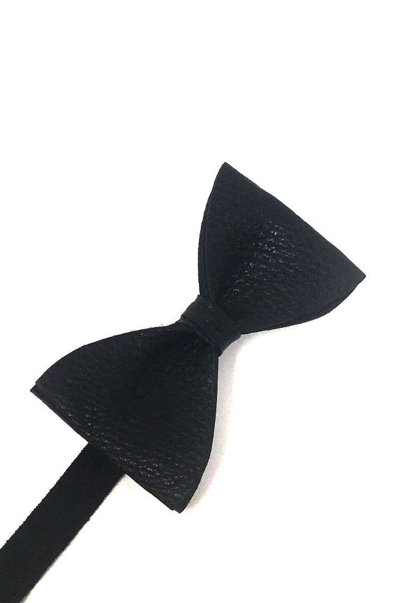 Black Textured Leather Bow Tie Black Textured Leather Bow Tie