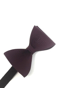 Cardi Burgundy Textured Leather Bow Tie