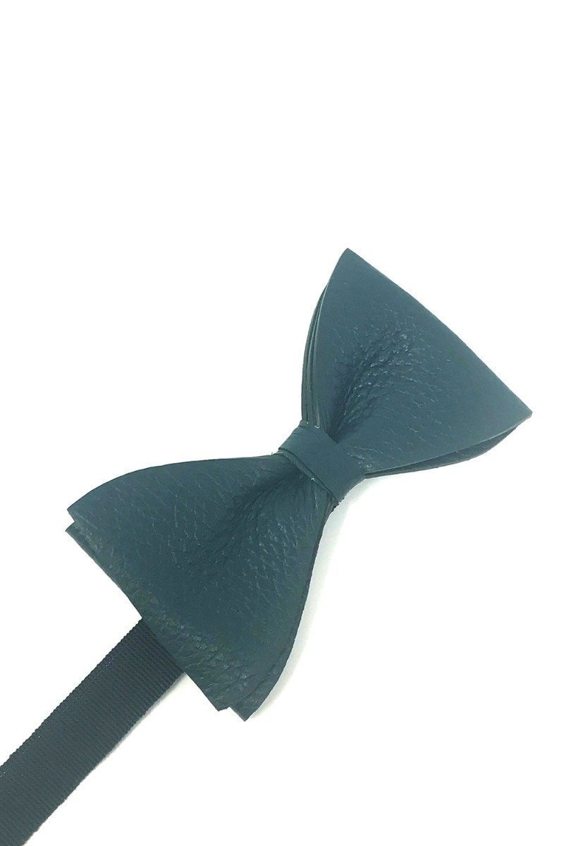 Cardi Teal Textured Leather Bow Tie