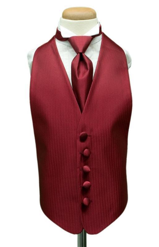 Cardi Claret Herringbone Kids Tuxedo Vest