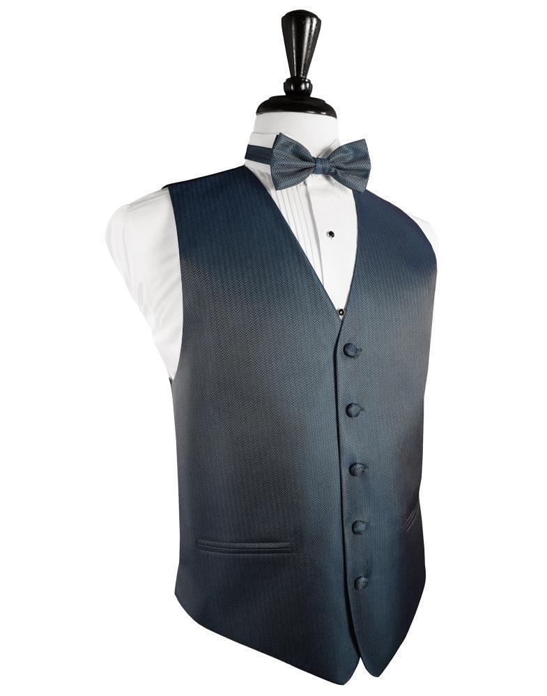 Cardi Haze Blue Herringbone Tuxedo Vest