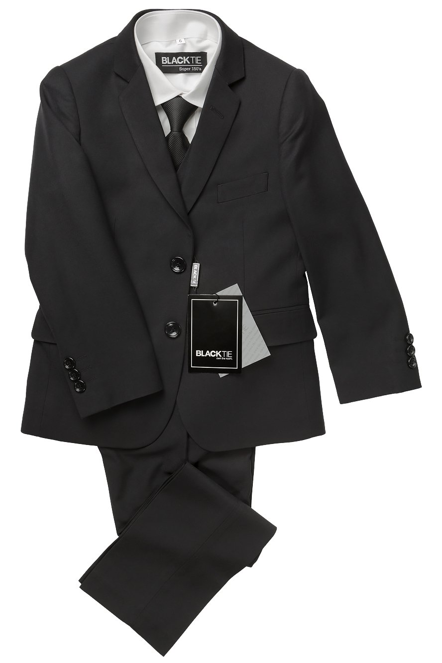 Boys 5 Piece Black Suit with Grey Check Billy – Occasionwear for Kids