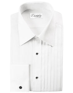 Cristoforo Cardi "Milan" White Pleated Laydown Tuxedo Shirt