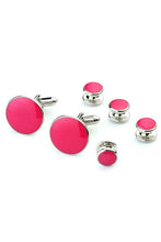 Cristoforo Cardi Pink with Silver Trim Studs and Cufflinks Set