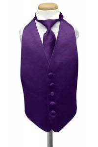 Cardi Purple Luxury Satin Kids Tuxedo Vest