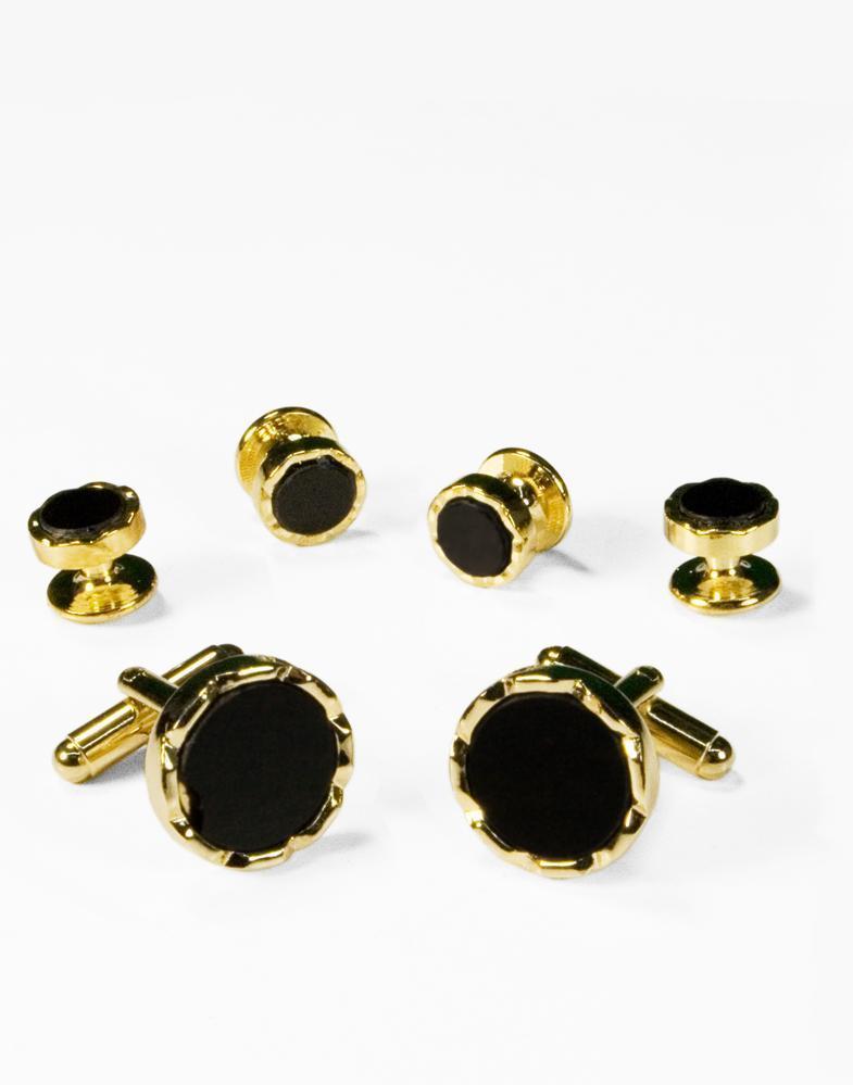Boutons De Manchette Noirs Et Or – Avec Diamant – Neufs Sous étiquette – Pack Luxe