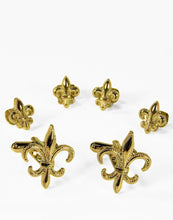 Cristoforo Cardi Fleur de Lis Gold Studs and Cufflinks Set