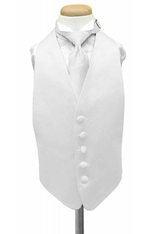 Cardi White Luxury Satin Kids Tuxedo Vest